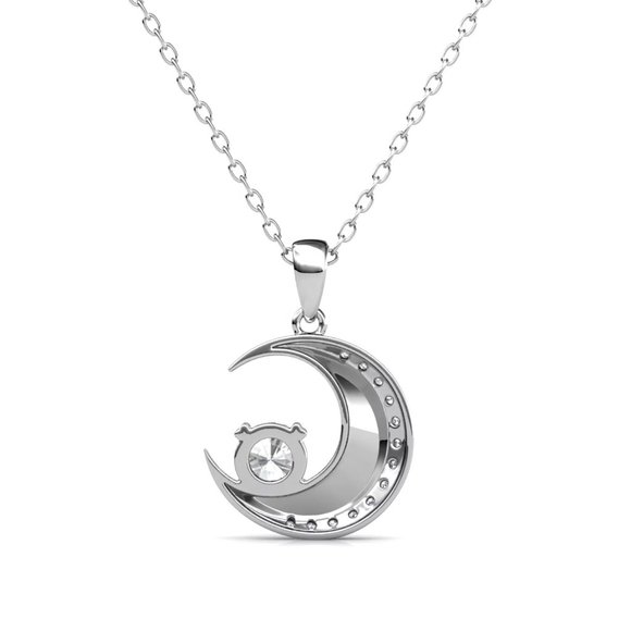 1/2ct. t.w. Diamond Moon Necklace - Picture 3 of 11